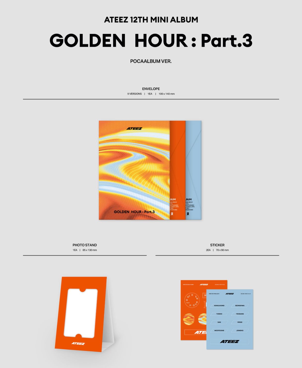 ATEEZ - GOLDEN HOUR : PART.3 (POCA ALBUM VER.) + Makestar Photocard Nolae
