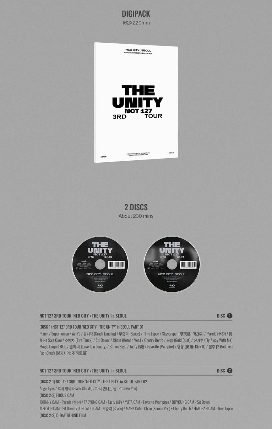 NCT 127 - 3RD TOUR 'THE UNITY' NEO CITY : SEOUL (DVD/ BLU-RAY/ DIGITAL CODE) Nolae