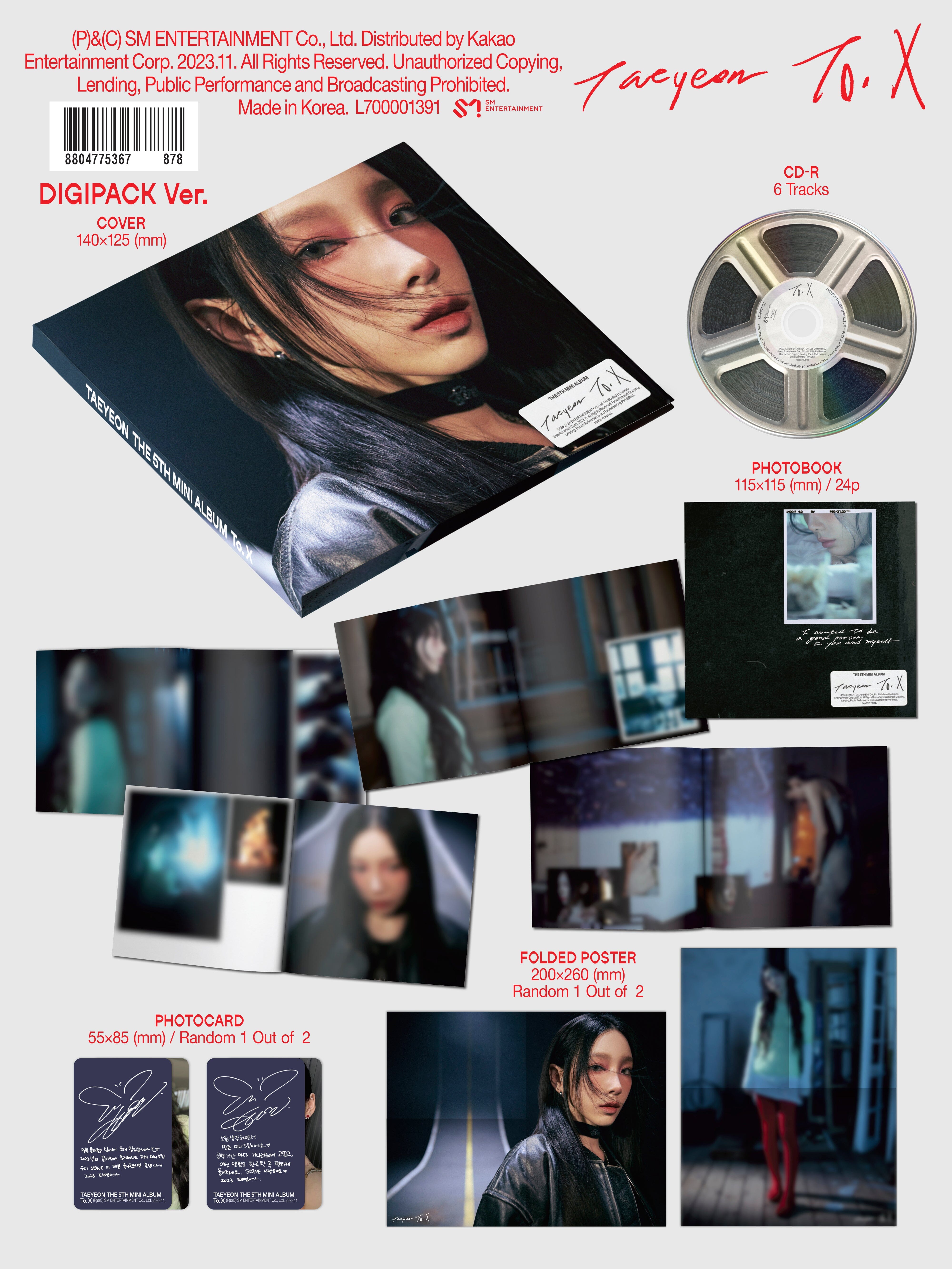 TAEYEON (SNSD) - TO. X (5TH MINI ALBUM) DIGIPACK VER.