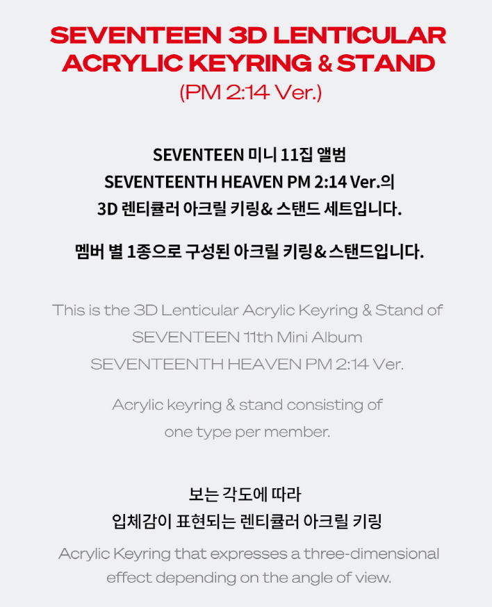 SEVENTEEN - 3D LENTICULAR ACRYLIC KEYRING & STAND