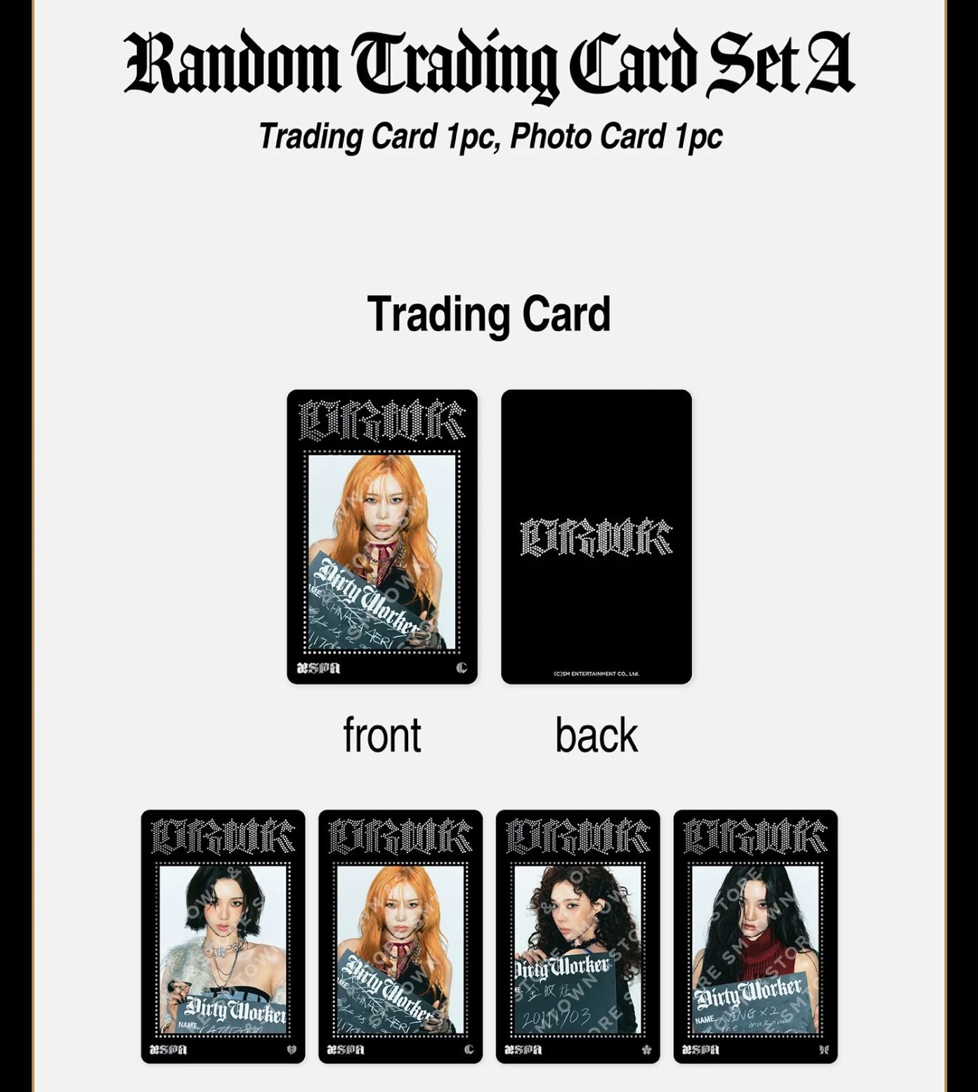AESPA - RANDOM TRADING CARD SET (DIRTY WORK OFFICIAL MD) Nolae