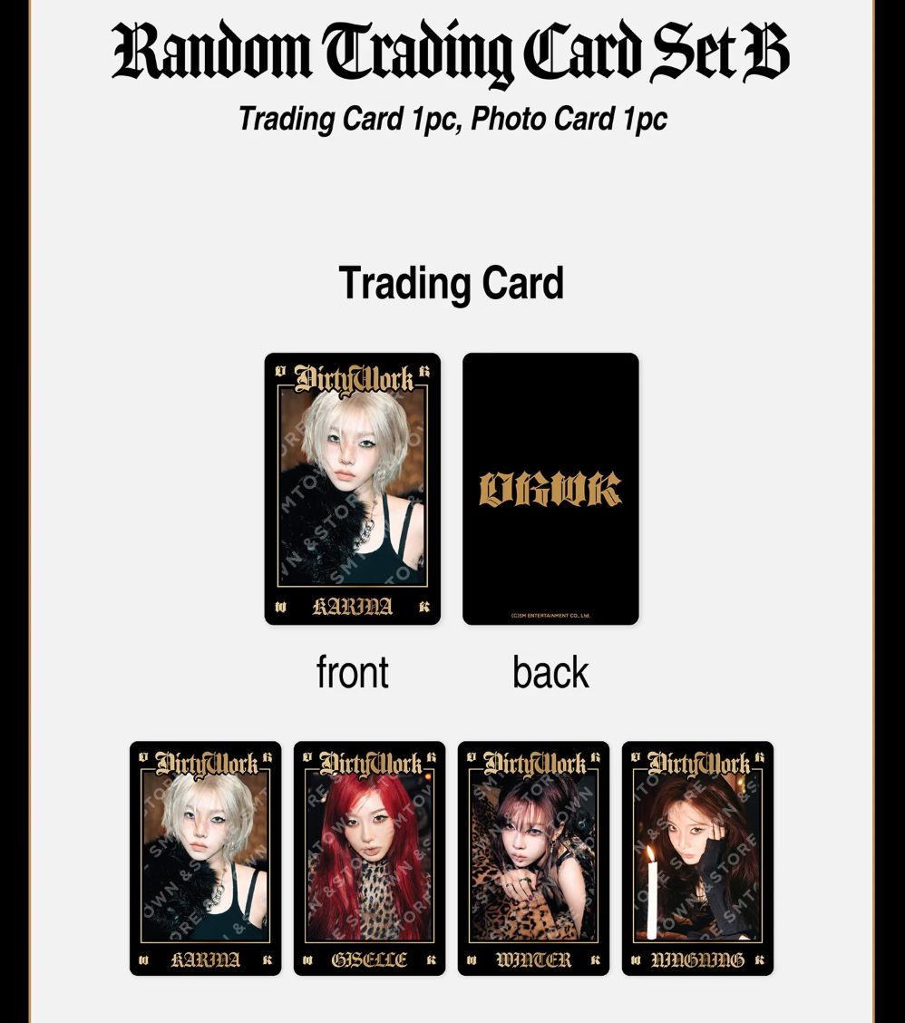 AESPA - RANDOM TRADING CARD SET (DIRTY WORK OFFICIAL MD) Nolae