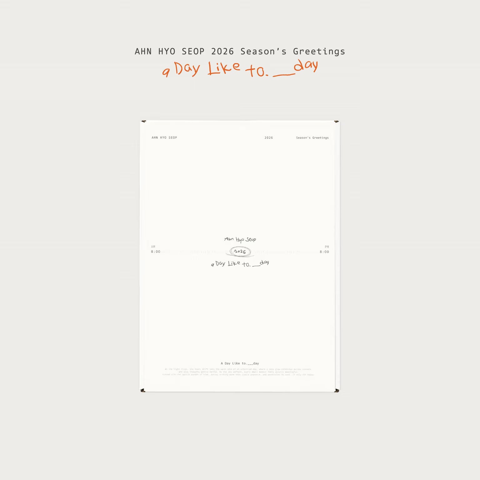 AHN HYO SEOP - 2026 SEASON’S GREETINGS (A DAY LIKE TO.___DAY) Nolae
