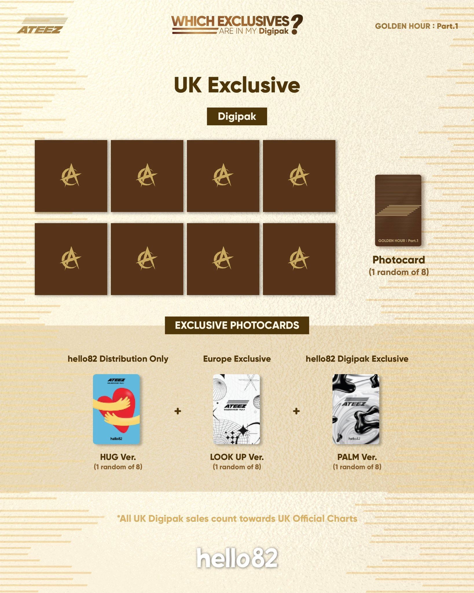 ATEEZ - GOLDEN HOUR : PART 1 (DIGIPAK VER.) hello82 UK Exclusive Nolae