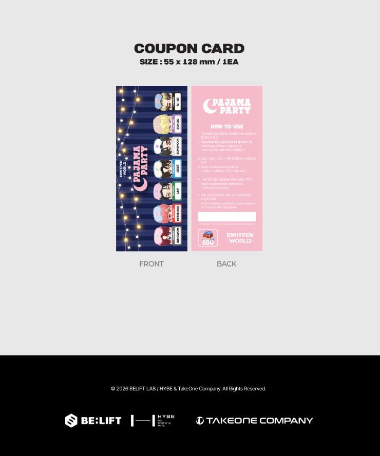 ENHYPEN - WORLD COUPON CARD COLLECTION (PAJAMA PARTY VER.) Nolae