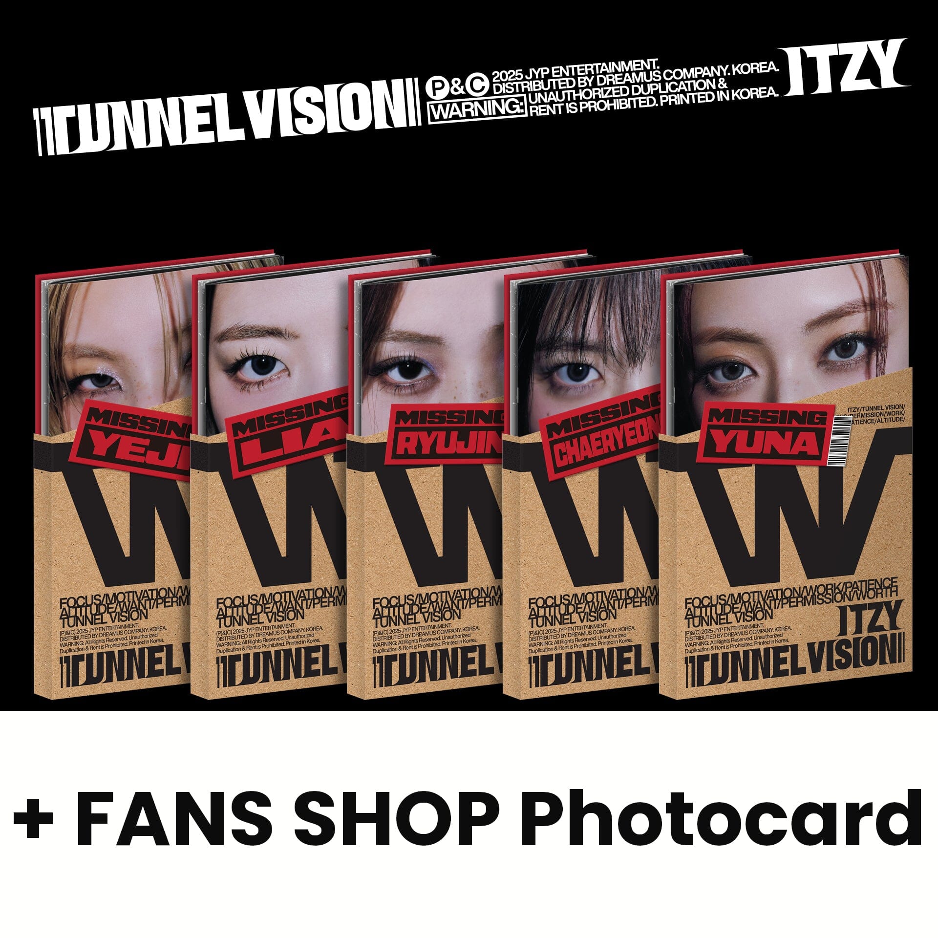 ITZY - TUNNEL VISION (MEMBER VER.) + FANS SHOP Photocard Nolae