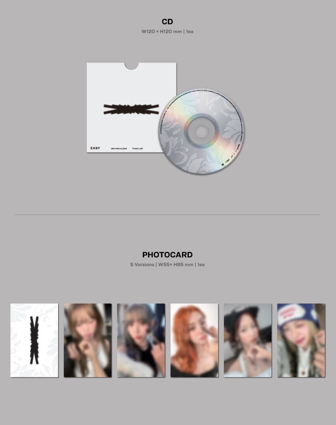 LE SSERAFIM - EASY (3RD MINI ALBUM) COMPACT VER. SET + Weverse Showcase Gift Nolae