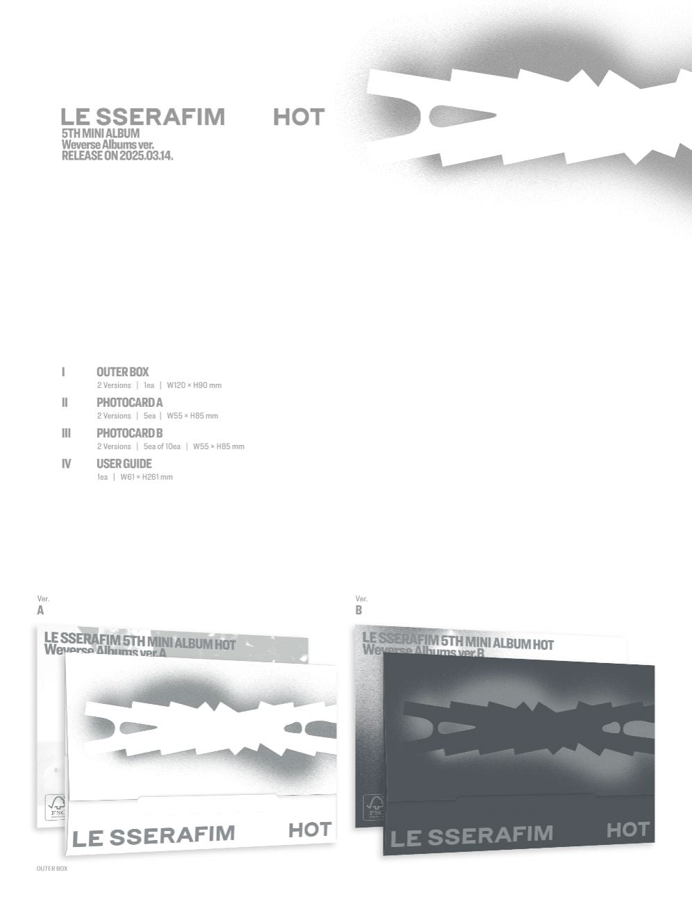 LE SSERAFIM - HOT (WEVERSE ALBUMS VER.) SET + Weverse Gift Nolae