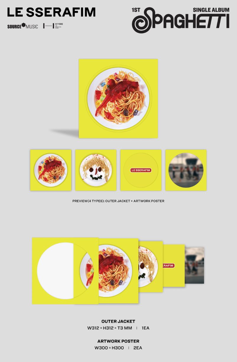 LE SSERAFIM ルセラフィム Spaghetti Vinyl レコード Le Sserafim – Spaghetti – 1st Single Album (Neon Yellow Vinyl) (US