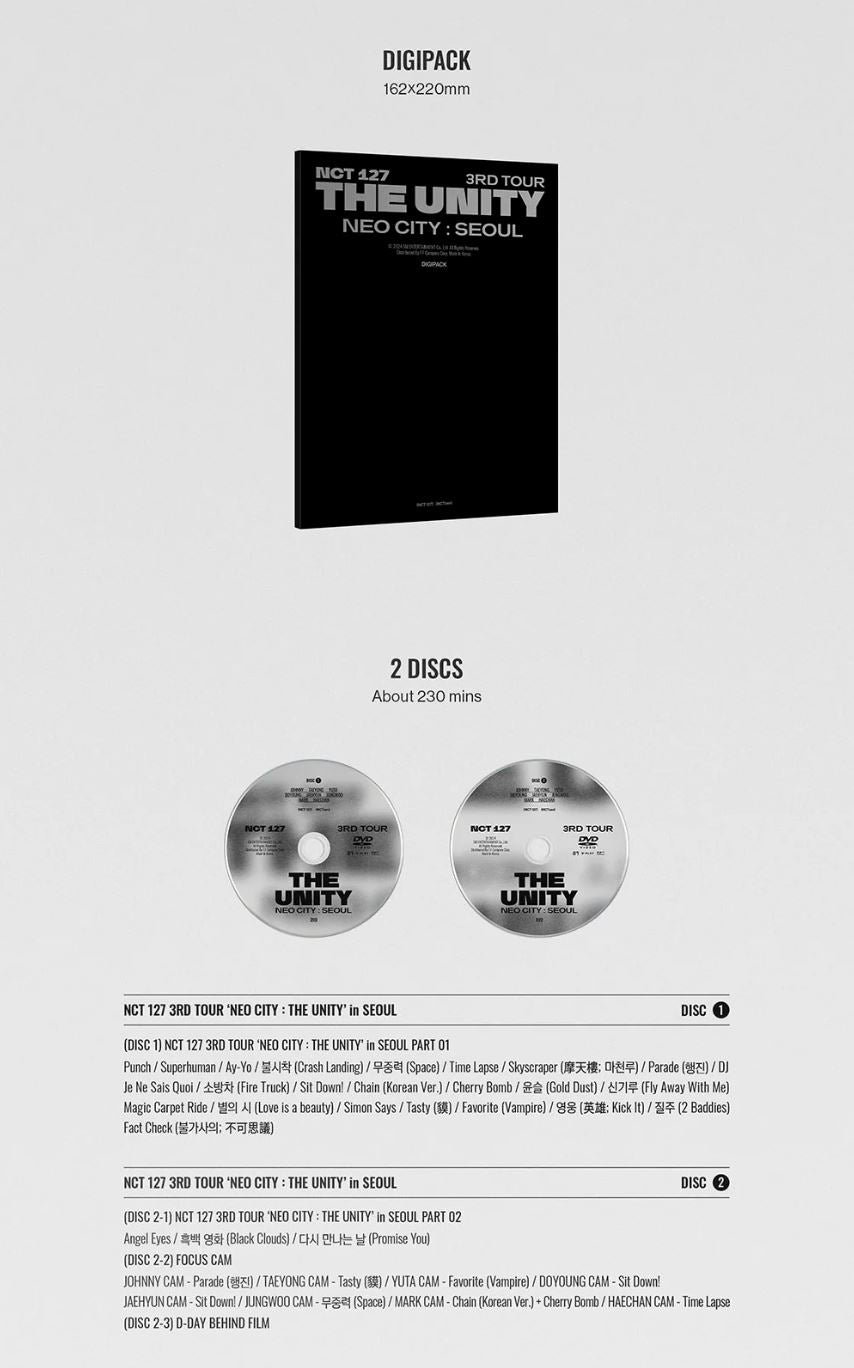 NCT 127 - 3RD TOUR 'THE UNITY' NEO CITY : SEOUL (DVD/ BLU-RAY/ DIGITAL CODE) Nolae