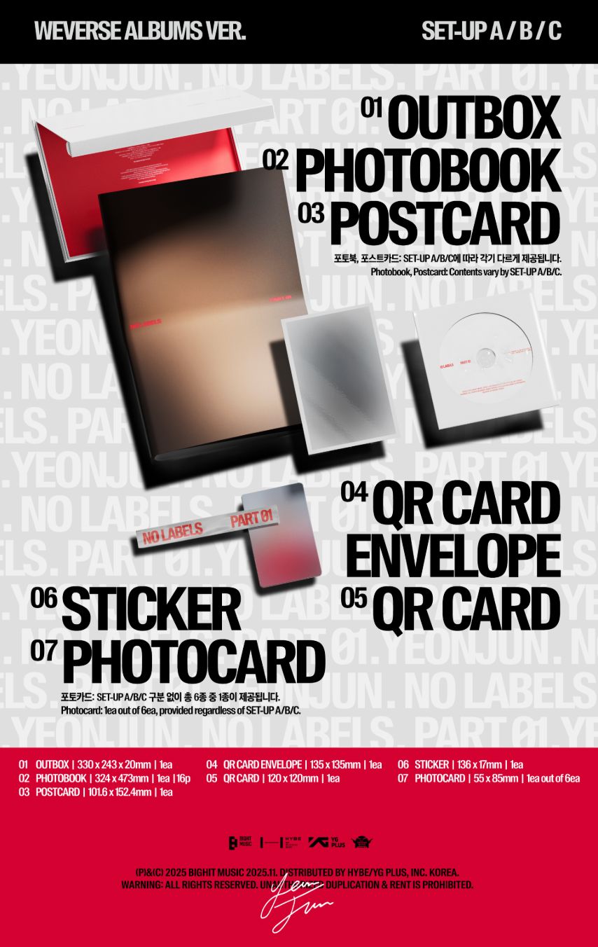 YEONJUN (TXT) - NO LABELS: PART 01 (WEVERSE ALBUMS VER.) + Makestar Gift Nolae