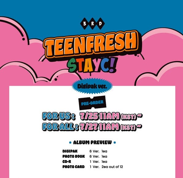 STAYC - TEENFRESH (Digipak Ver.) Set + Weverse Gift Nolae Kpop