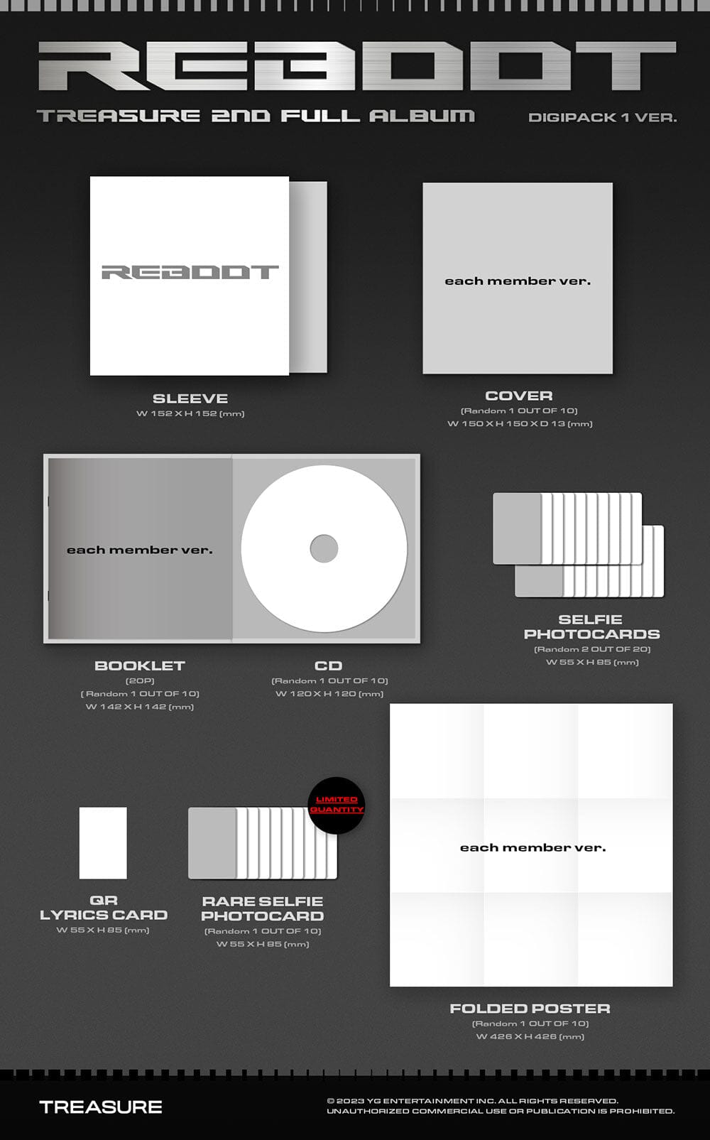 TREASURE - 2ND FULL ALBUM [REBOOT] (DIGIPACK VER.) Nolae Kpop